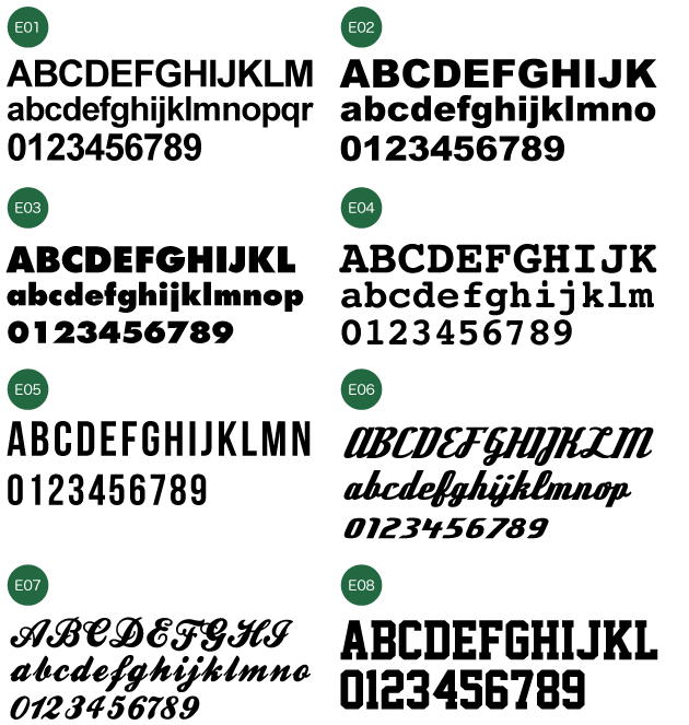 　名入れ書体　アルファベット