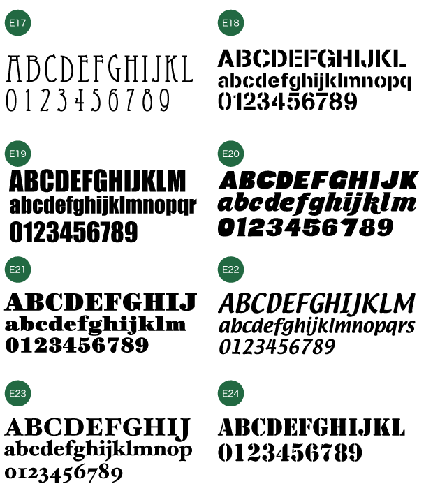 　名入れ書体　アルファベット