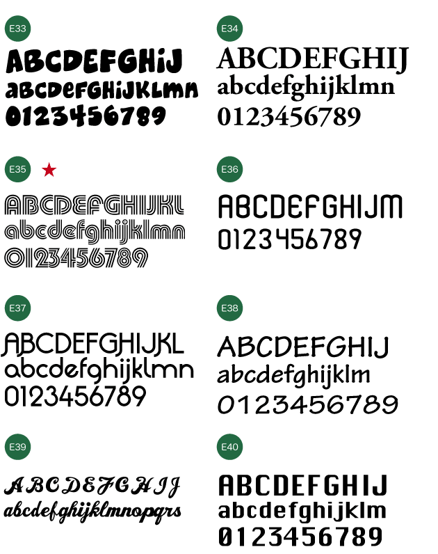 　名入れ書体　アルファベット