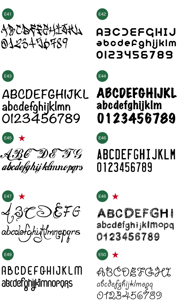 　名入れ書体　アルファベット